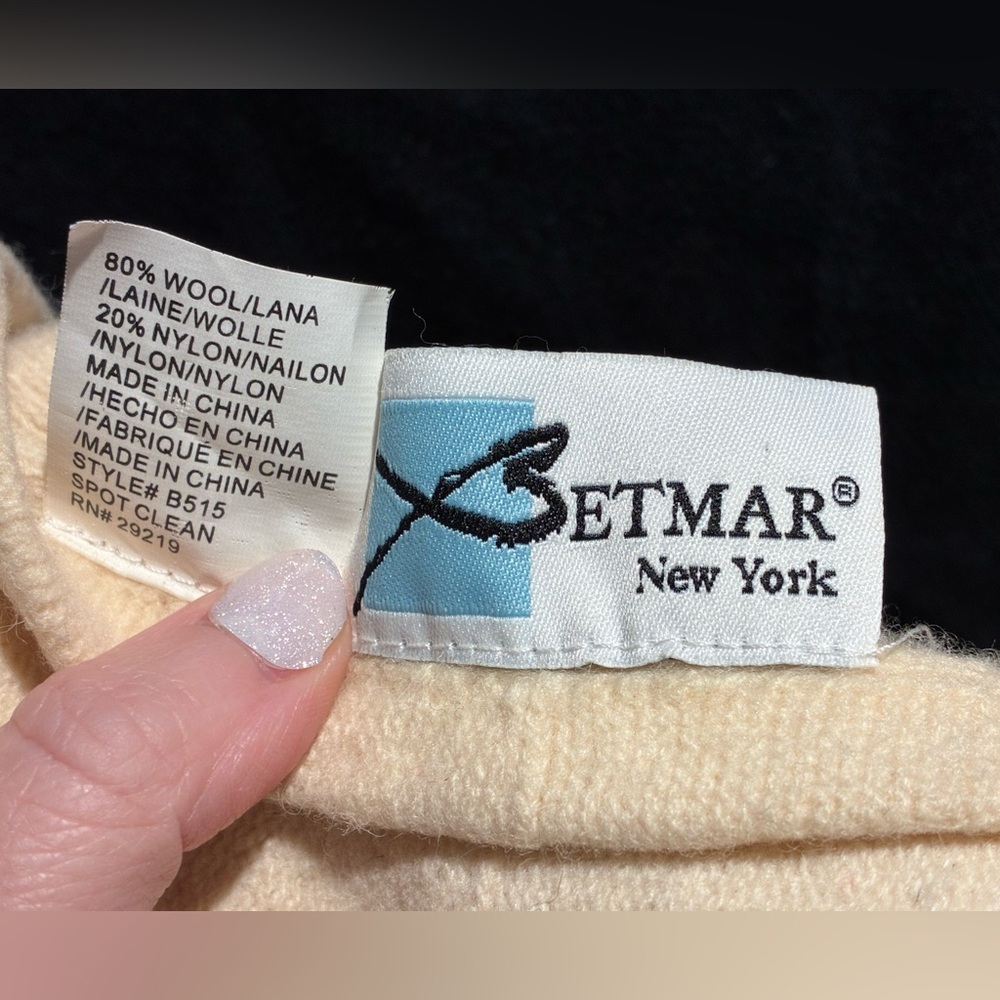 Betmar Beret, Cream/Ivory, Wool w/Floral Fabric Accents - Picture 6 of 7